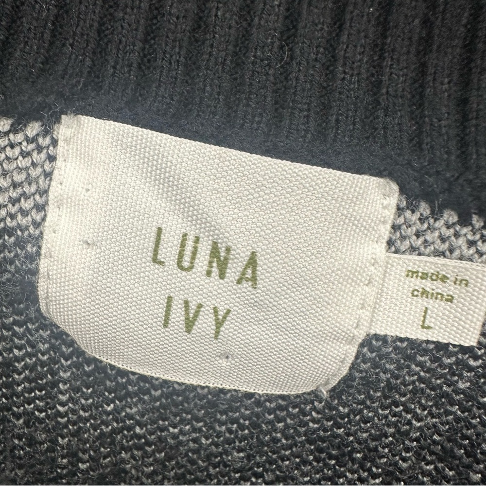 Luna Ivy Black & White Checkered Bow Knit Pullover Sweater Size Large T8722 - Picture 2 of 7